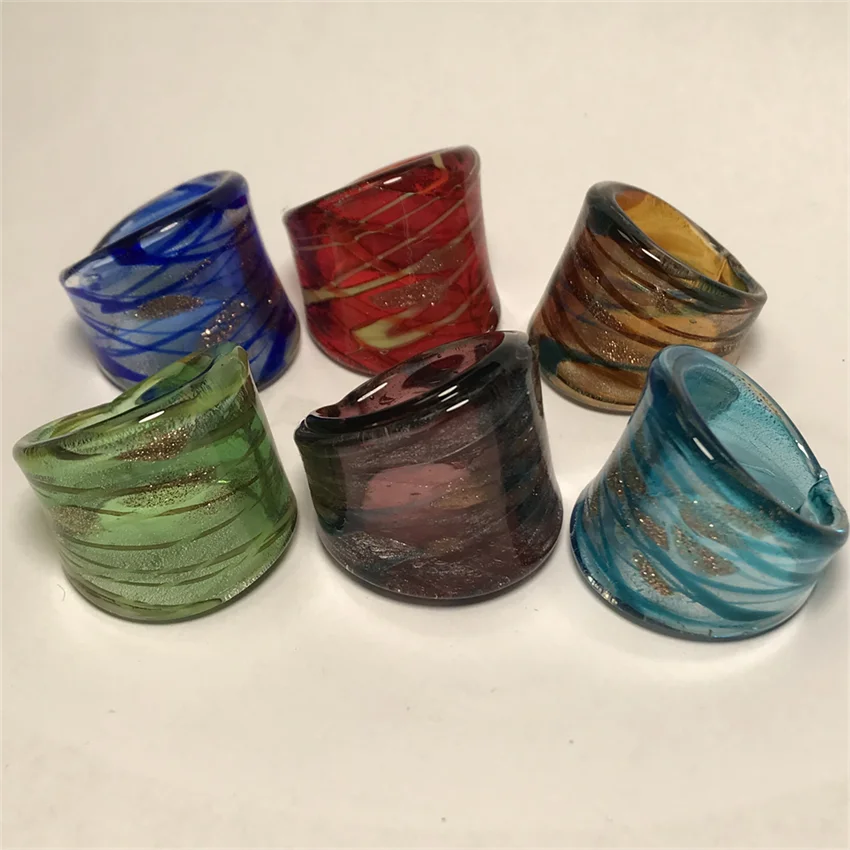 New Handmade For Neutral Women Men Retro Style Transparen Murano Glass Liuli Wide Edition Finger Rings Fashion Jewelry Champagne