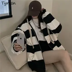 Hoodies Women Loose Sporty Design Striped Simple All-match Autumn Leisure Students Daily Ladies Sweet Basic Stylish Cozy Classic