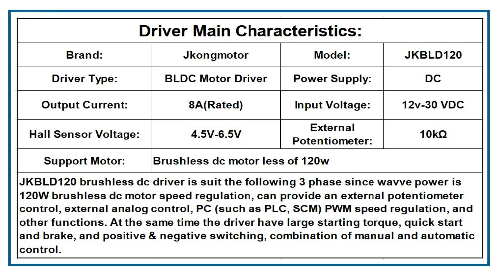 Jkongmotor 42BLS02 4000rpm Brushless DC Motor Kits 61mm 24V 52.5W 3 Phase 8-poles 3.3A BLDC Motor For 3D Printer DIY Design