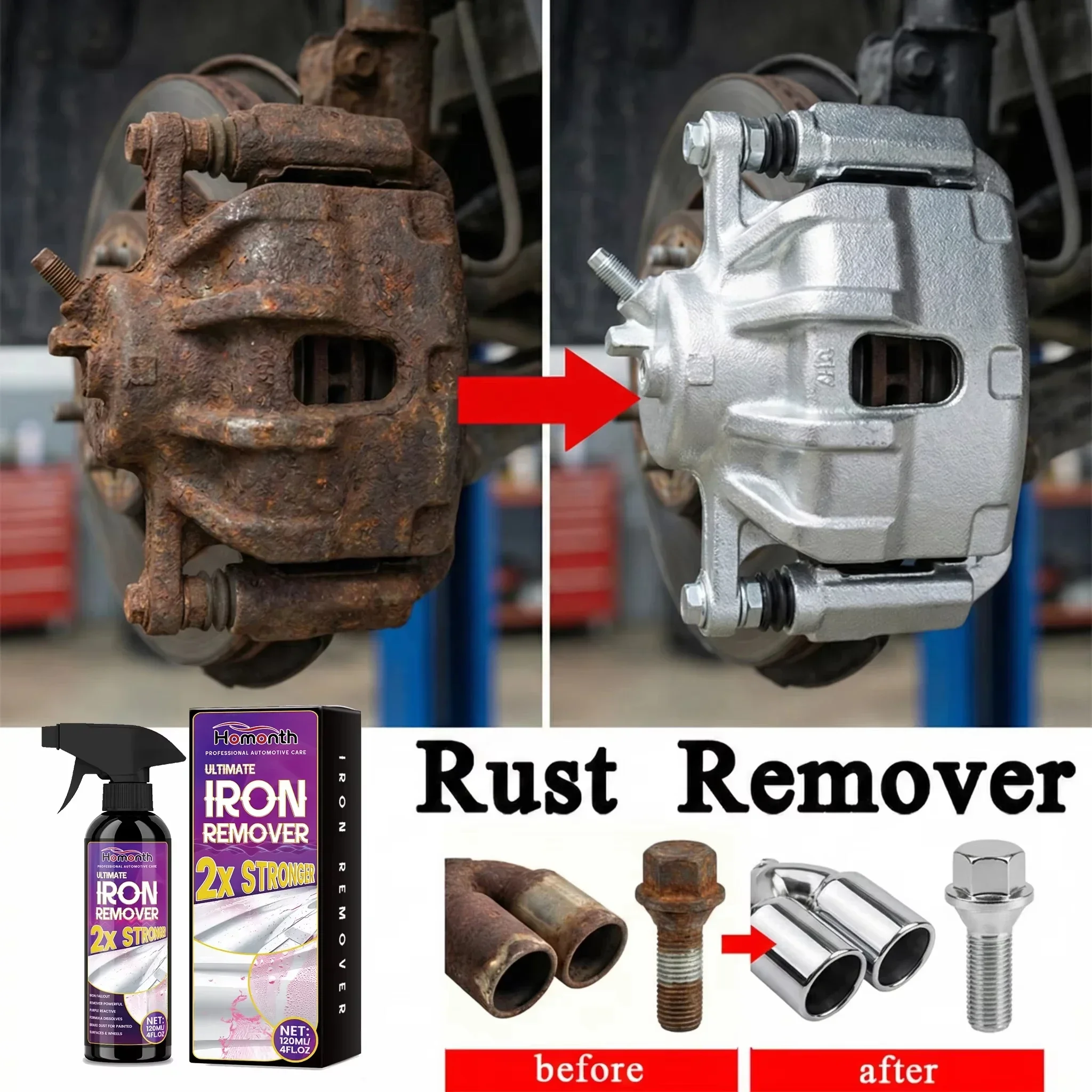 Metal iron powder stain cleaner, automobile iron removal spray, iron particle removal, oxide edge maintenance