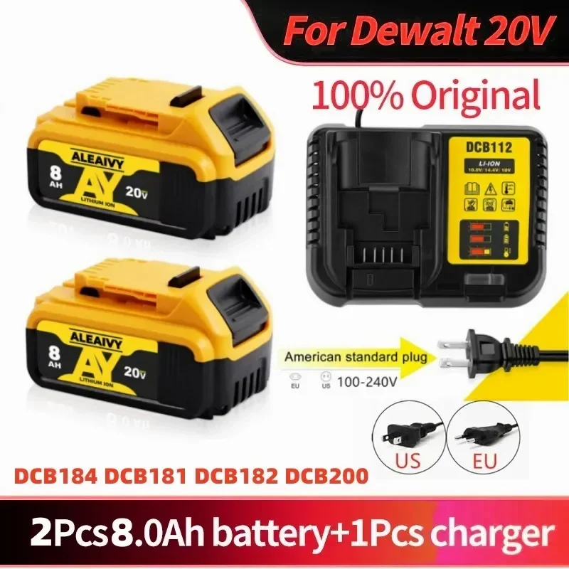 Nova bateria compatível para ferramentas elétricas dewalt 18v 8.0ah recarregável baterias de lítio 20v 18 volts 18v 5ah 6ah 8ah