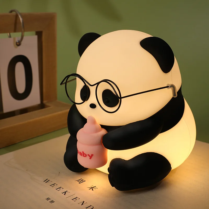 Neuheit Pat Panda führte Nachtlicht USB wiederauf ladbare RGB Kreativität Nachttisch lampe Dimmen Tisch lampe Geburtstag Geschenk Zimmer