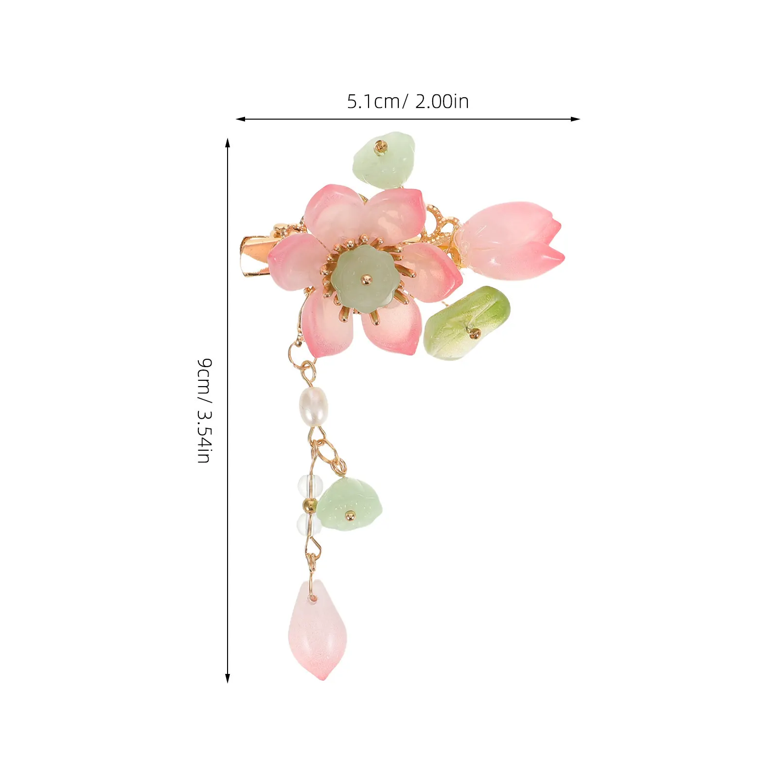 Children's Chinese Style Hairpin Featuring Vibrant Subtle Flower Tassel Elegant Lightweight Design Easy Side Clip for Festive