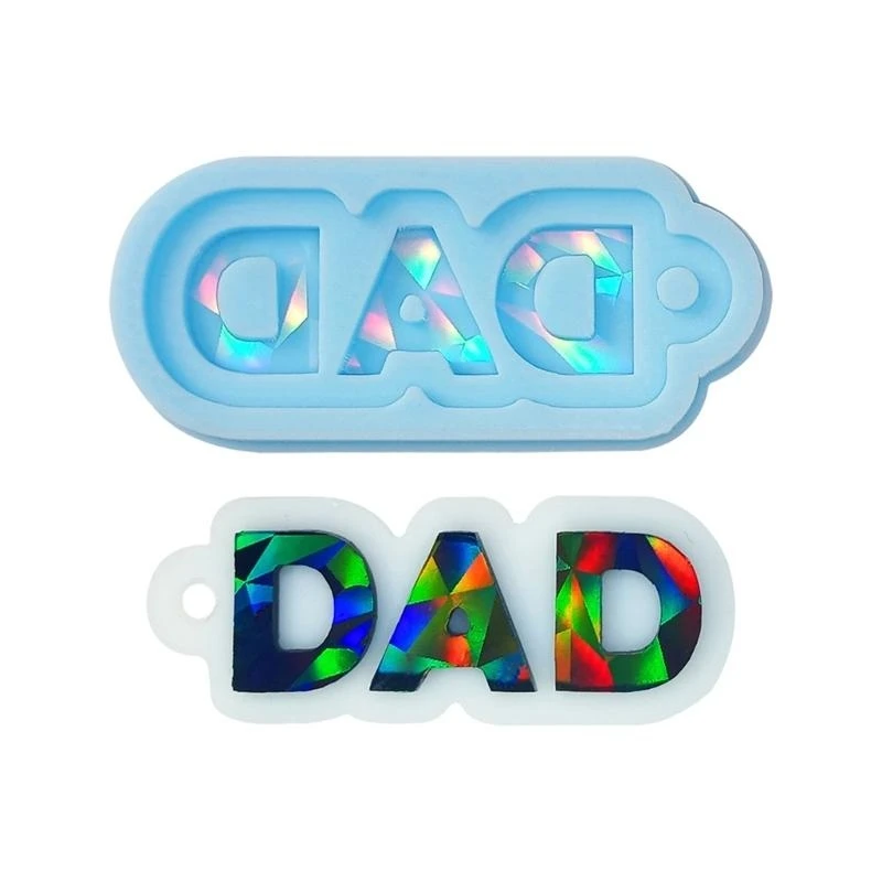  Shiny Glossy MOM DAD Charm Silicone Epoxy Resin Mold DIY Keychain Pendant Jewelry for Mother's Day Father's Day Craft