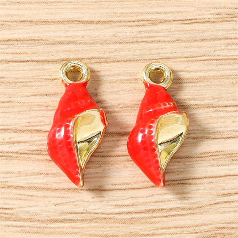 5 Stück 7x16mm Niedliche Bunte Emaille-Muschel-Anhänger für Schmuckherstellung, Halsketten, Ohrringe, Armbänder, DIY-Bastelzubehör – Detail 8