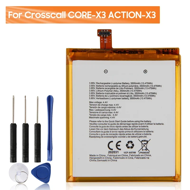 

Replacement Phone Battery For Crosscall CORE-X3 ACTION-X3 Cell Phone For CROSSCALL TREKKER X3 3500mAh