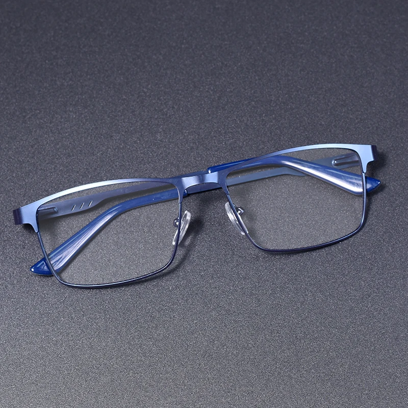 Mode Metall Vollformat Blau Licht Blockieren Lesebrille Mit Dioptrien Quadratischen Großen Rahmen Business Männer + 100 + 200 + 300