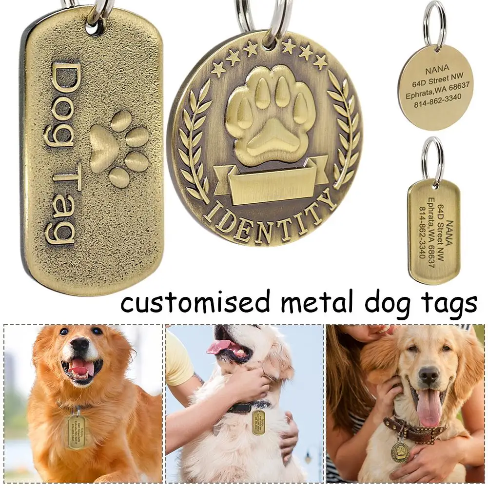 Dog Choker Tag Metal Can Be Customized With Engraved Characters Two Types Of Dog Tags Durable Are Available Pet Name ID Tags