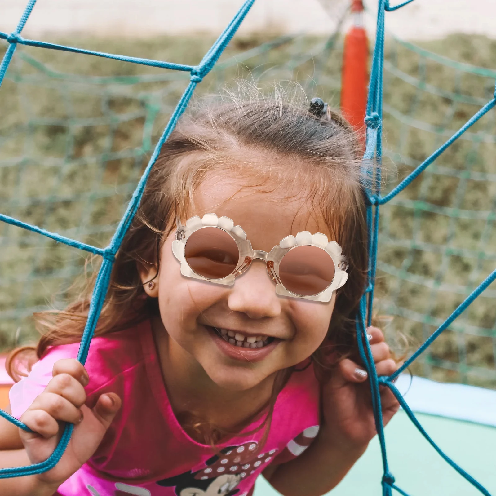 

2pcs Kids Tea Pink Irregular Decorative Sun Glasses Shaped Personalized Sunglasses Baby Fashion Sunglasses Travel Gift