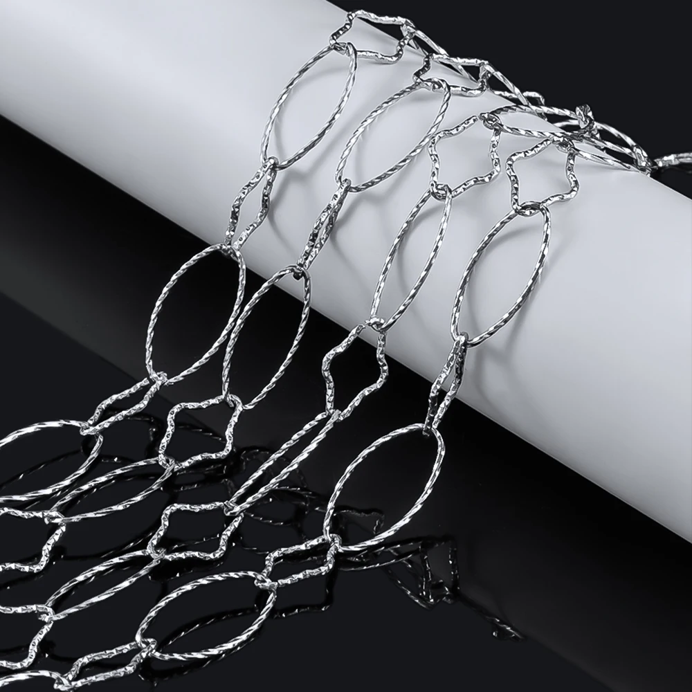 

0.5/1M/Lot 304 Stainless Steel Open Chain For DIY Bracelet Necklace Waist Chain Accessories Luggage Decorative Chain Materials