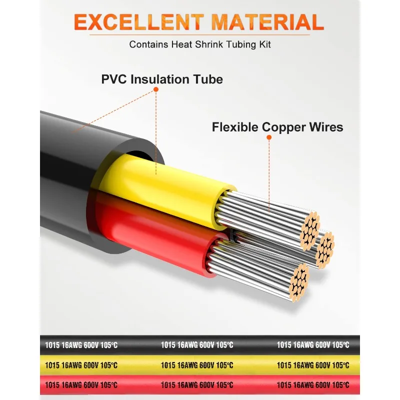 16 AWG Wire Stranded PVC Cord, 12V Low Voltage/Tinned Copper/Flexible/16/3 Wire for Automotive Wire LED Strips Lamp