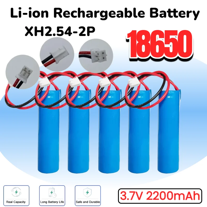 

18650 Battery 3.7V 2200mAh Rechargeable Li-ion for Bluetooth Speaker, Fishing LED Light, DIY Projects Power Pack