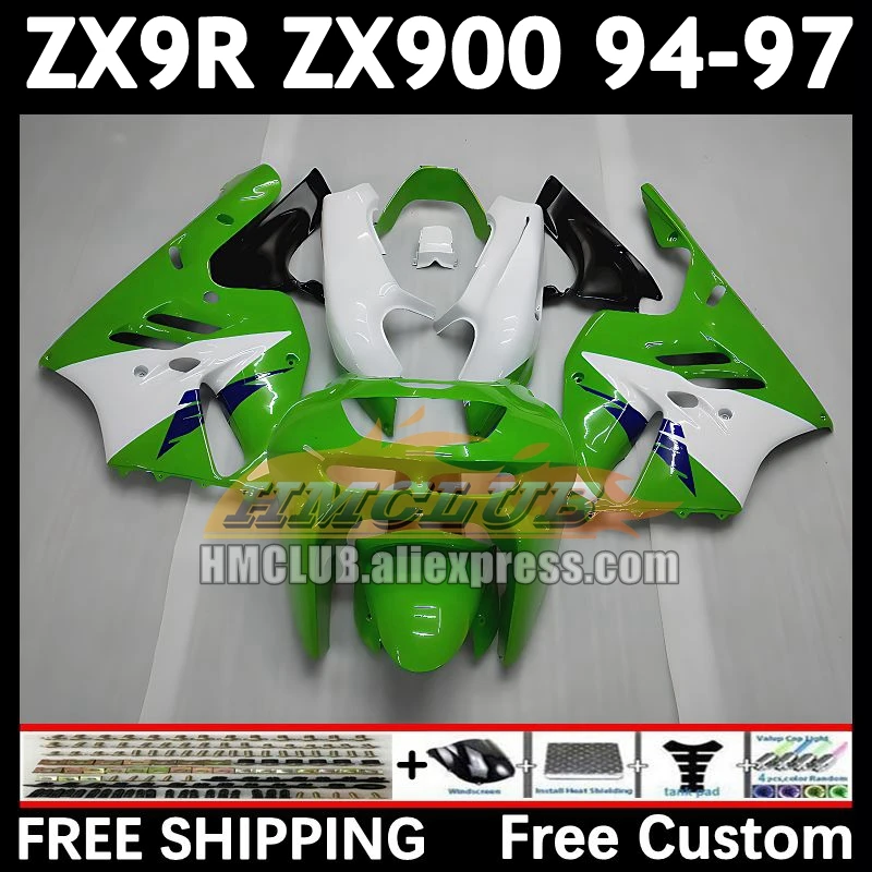 Body Kit For KAWASAKI NINJA ZX900 ZX 900 9 R 1994 1995 1996 1997 green white 163No.13 9R 900CC ZX-9R ZX9R 94 95 96 97 Fairings