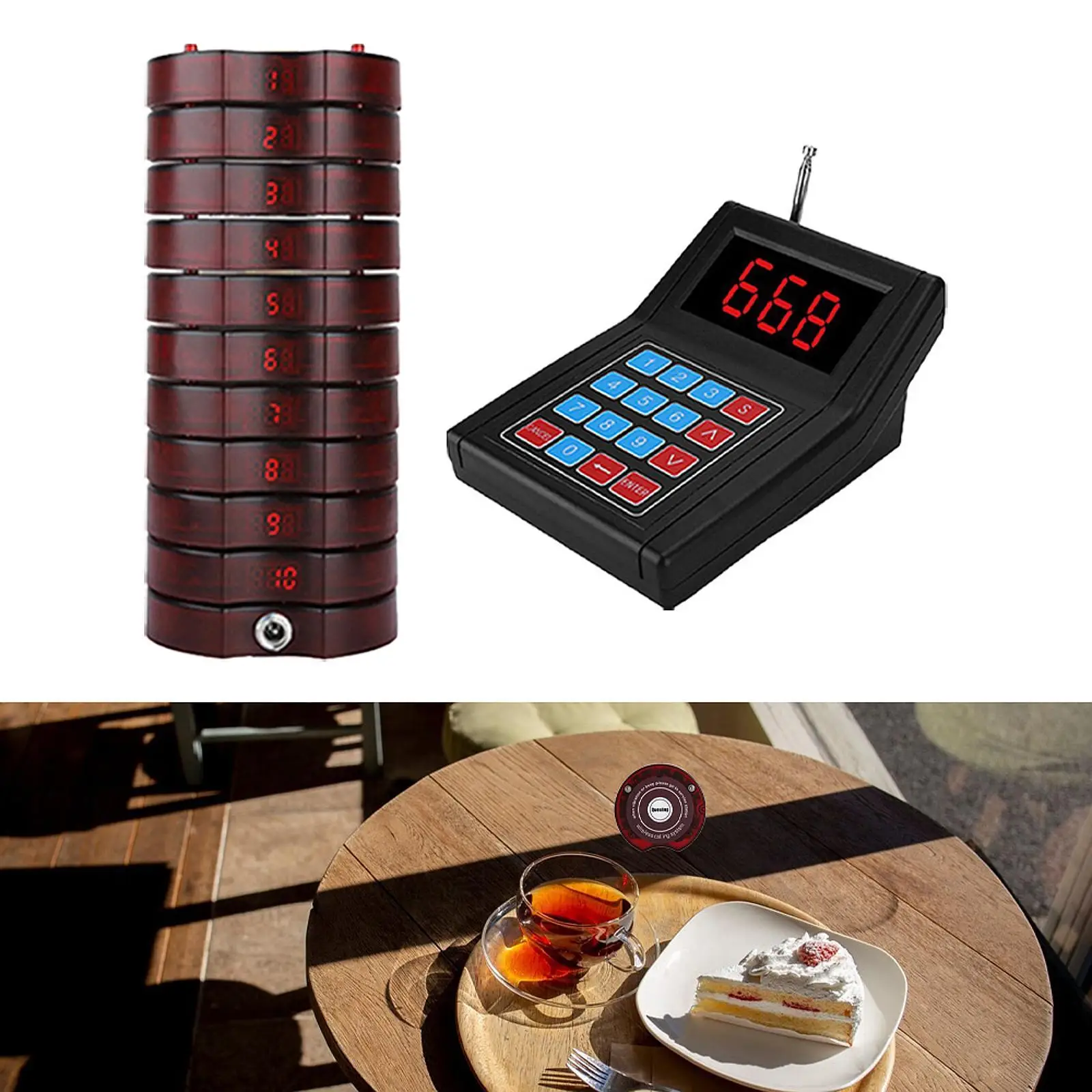 Wireless Paging Queuing Calling System High Sensitivity 10 Pagers Long Range Buzzers Convenient Customer Service Calling System