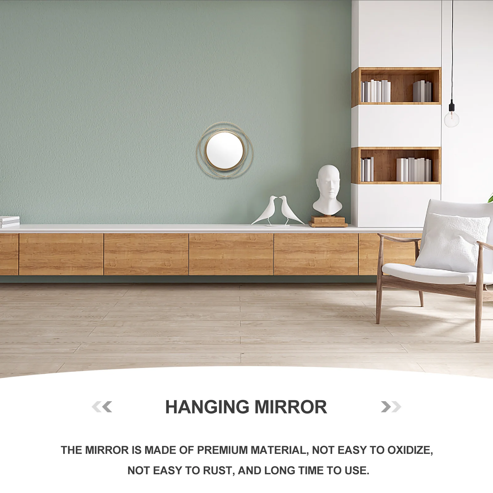 

1Pcs Circular Wall Hanging Mirror Vintage Artistic Lacy Design Decorative Round Frame for Dorm Living Room Bedroom Wall Mounted