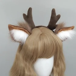 Cute Plush Antler Headband Fashion Cosplay Deer Ear Head Hoop Lolita Hair Bands Holiday Party Christmas Women Hair Accessories