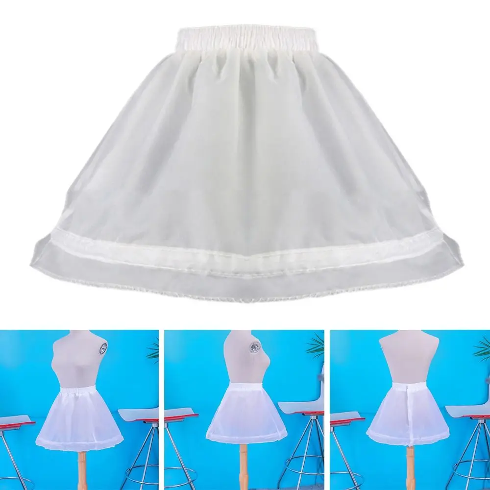 

Белая кружевная детская юбка-пеньюар с обручами, стальными кольцами, кринолин, регулируемая юбка-туту, нижняя юбка для платья, для девочек