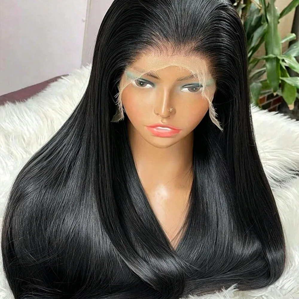 

40 Inch Straight Lace Front Wigs Human Hair 250% Density 13x4 HD Transparent Lace Frontal Human Hair Wigs 15A Glueless Human Hair Lace Wig For Women Pre Plucked Brazilian Virgin Lace Frontal Wig Natural Black Color