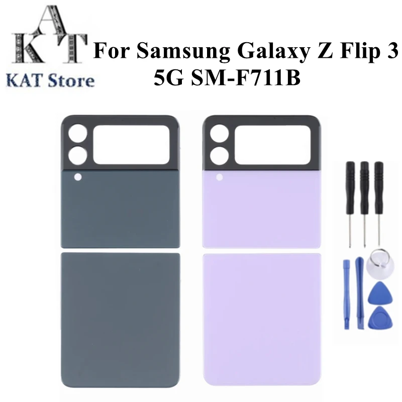 

Задняя панель для Samsung Galaxy Z Flip 3 Flip3 5G, Задняя стеклянная крышка аккумулятора, замена корпуса задней двери, 1 шт.