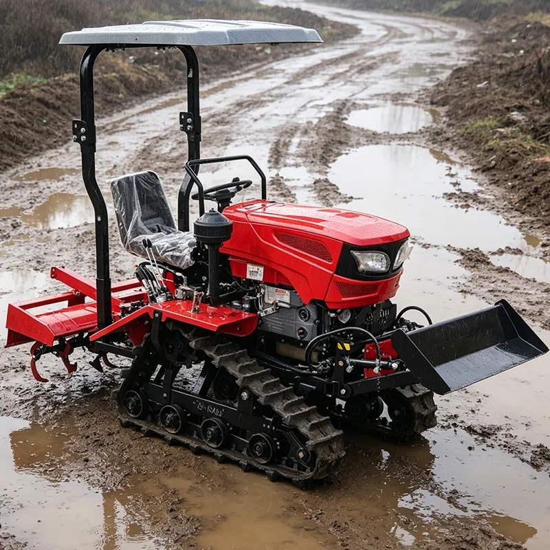 

Customized Multifunctional agricultural cultivator, 60 HP crawler tractor, crawler rotary tiller, new model micro tiller