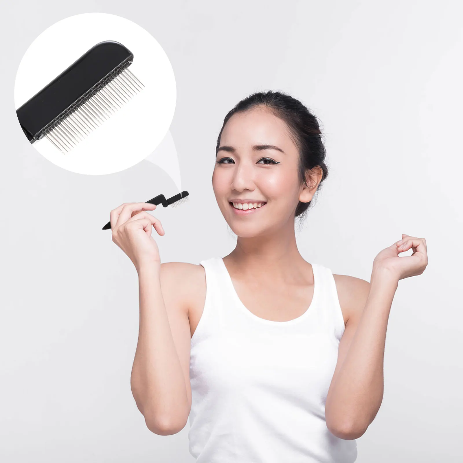 

3pcs Eyelash Comb Foldable Eyebrow Brush Steel Needle Mascara Tool Travel Size Gentle Resistant Natural Finish