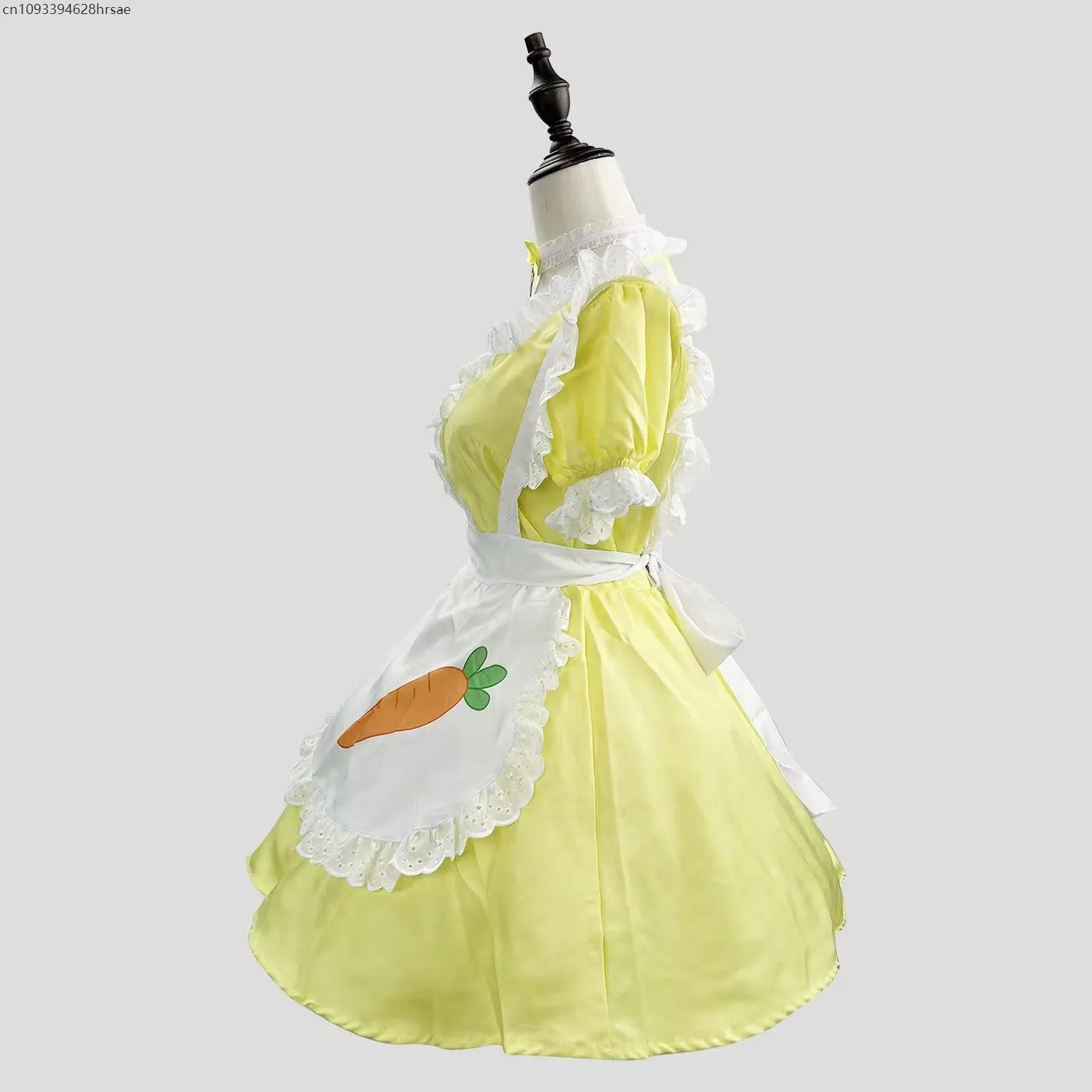 

2025 Yellow Maid Dress with Apron Coffee Servant Dress Up Square Neck Anime Lolita Cosplay Costume Women Uniform