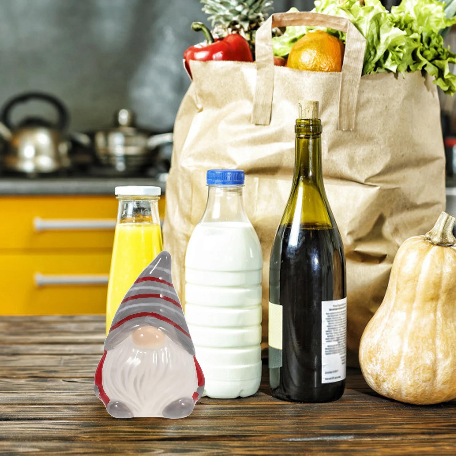 

1Pair Gnome Salt and Pepper Bottle Ceramic Seasoning Container Kitchen Spice Storage Jar Cute Compact Spice Holder