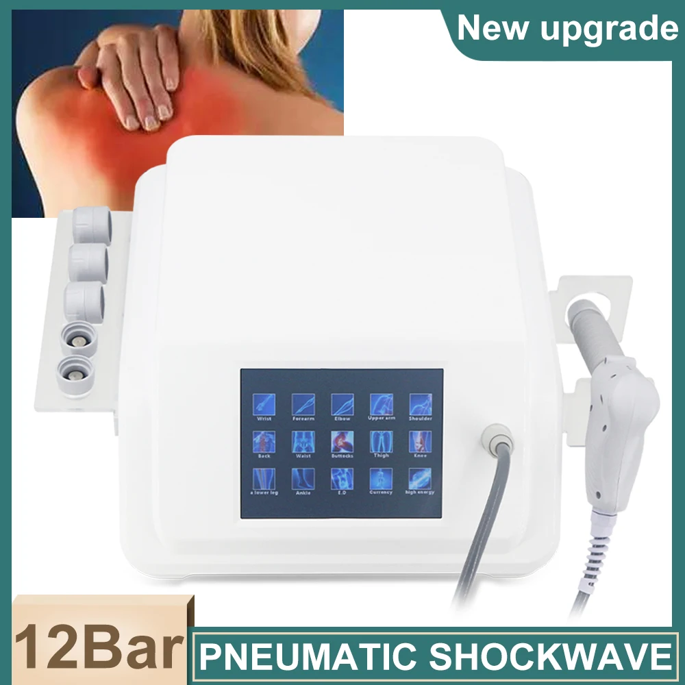 

Pneumatic Shock Wave For ED Treatment 12 Bar Pain Relief Professional 12 Bar Shockwave Therapy Machine Health Care Body Massager