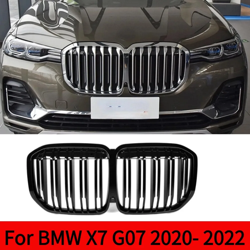

For BMW G07 2020 2021 2022 X7 Car Front Kidney Racing Grille ABS Plastic Glossy Black Grills