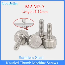 5-100Pcs Straight Grain Knurled Thumb Screws M2 M2.5 Stainless Steel Hand Grip Knob Bolts For Vernier Calipers Length 4-12mm