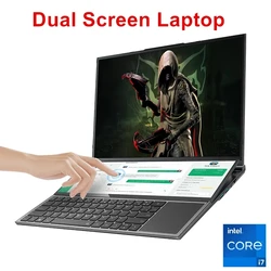 Topton-ordenador portátil para juegos con pantalla Dual, 16 pulgadas, IPS + 14 pulgadas, Intel i9-10885H, Max, 64GB, 4TB, Slim Notebook, PC Gamer