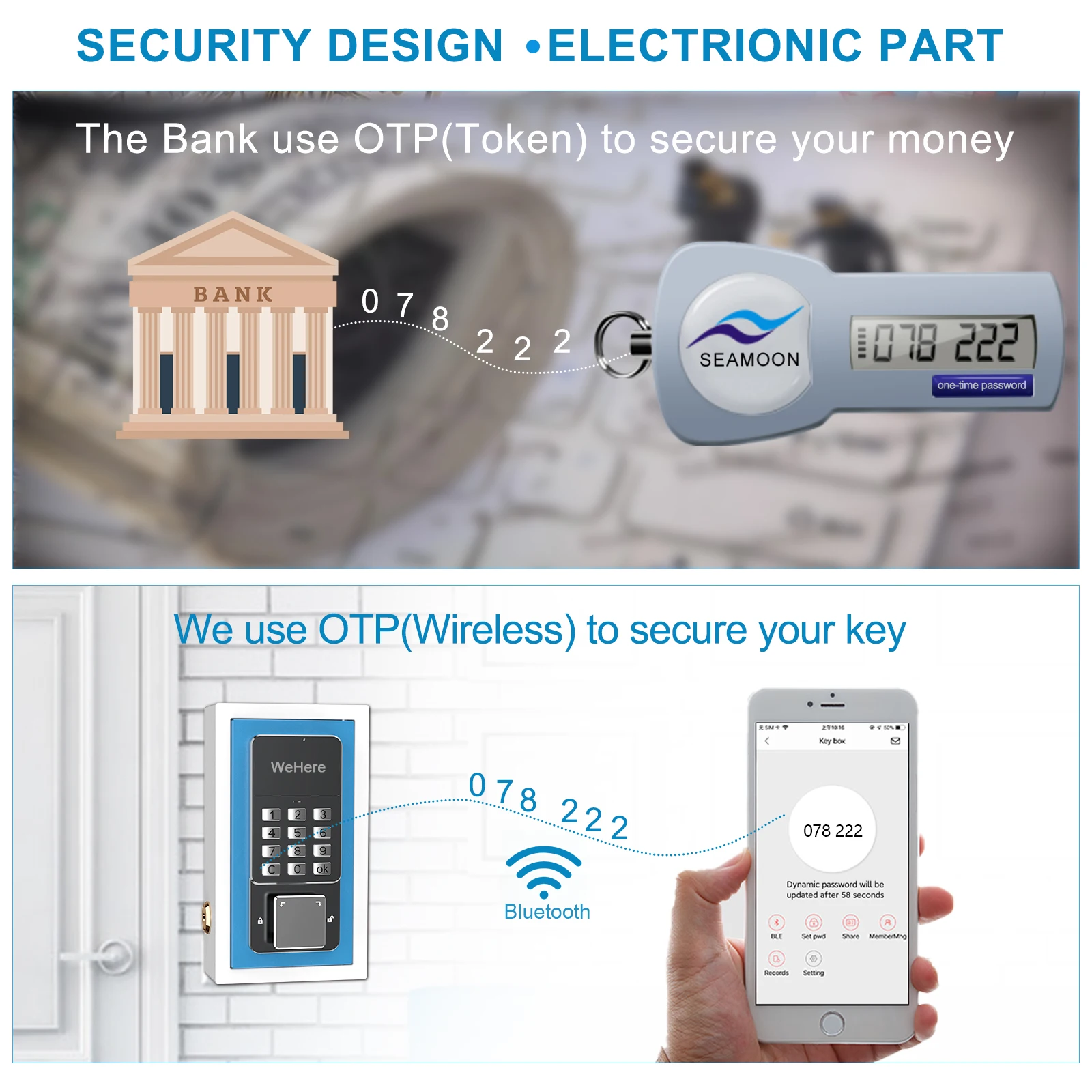동적 임시 암호 키 안전 상자, 키 보관 상자, 벽 장착 전화 제어 키 잠금 상자, 야외 원격 제어 키 안전
