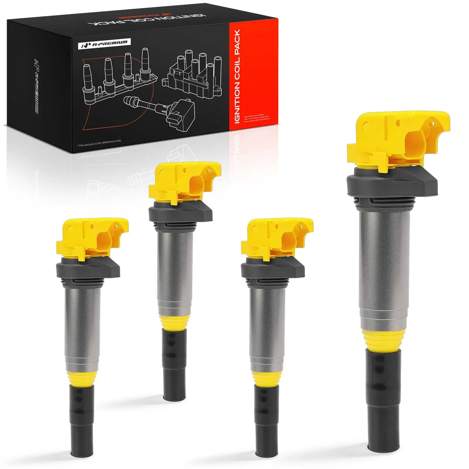 A-Premium 4pcs Yellow Ignition Coils for Mini Cooper Cooper Countryman Cooper Paceman L4 1.6L