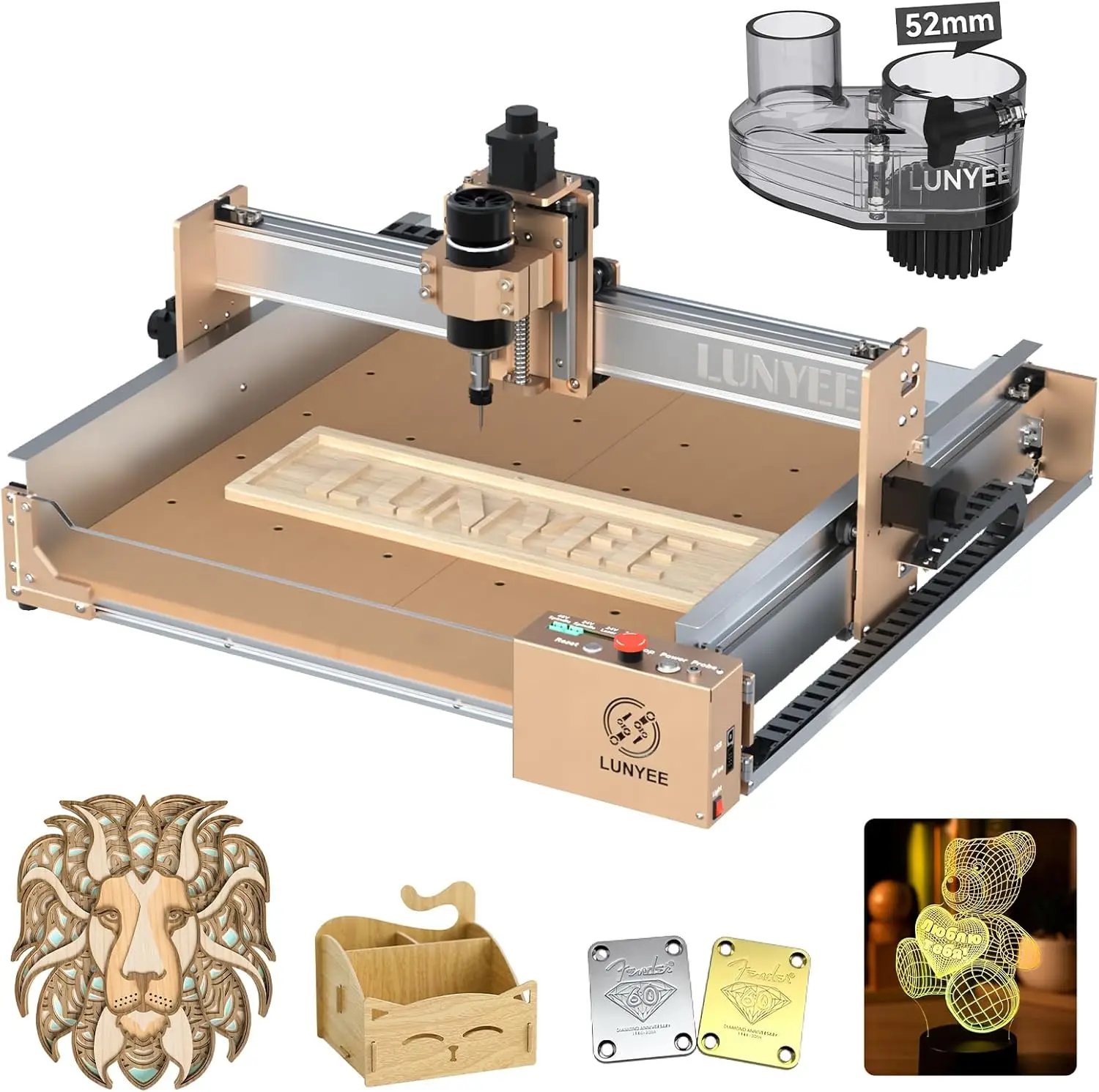 

CNC Router Machine, LUNYEE 4040 Pro Upgraded 3-Axis Engraving All-Metal CNC Machine For Wood Acrylic MDF Nylon Carving Cutting,