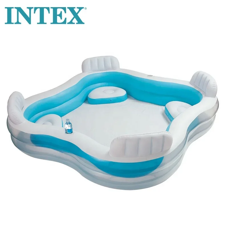 Intex 56475 Center Family Water Pool Built-in 4 Seats Inflatable Outdoor Swimming Pool