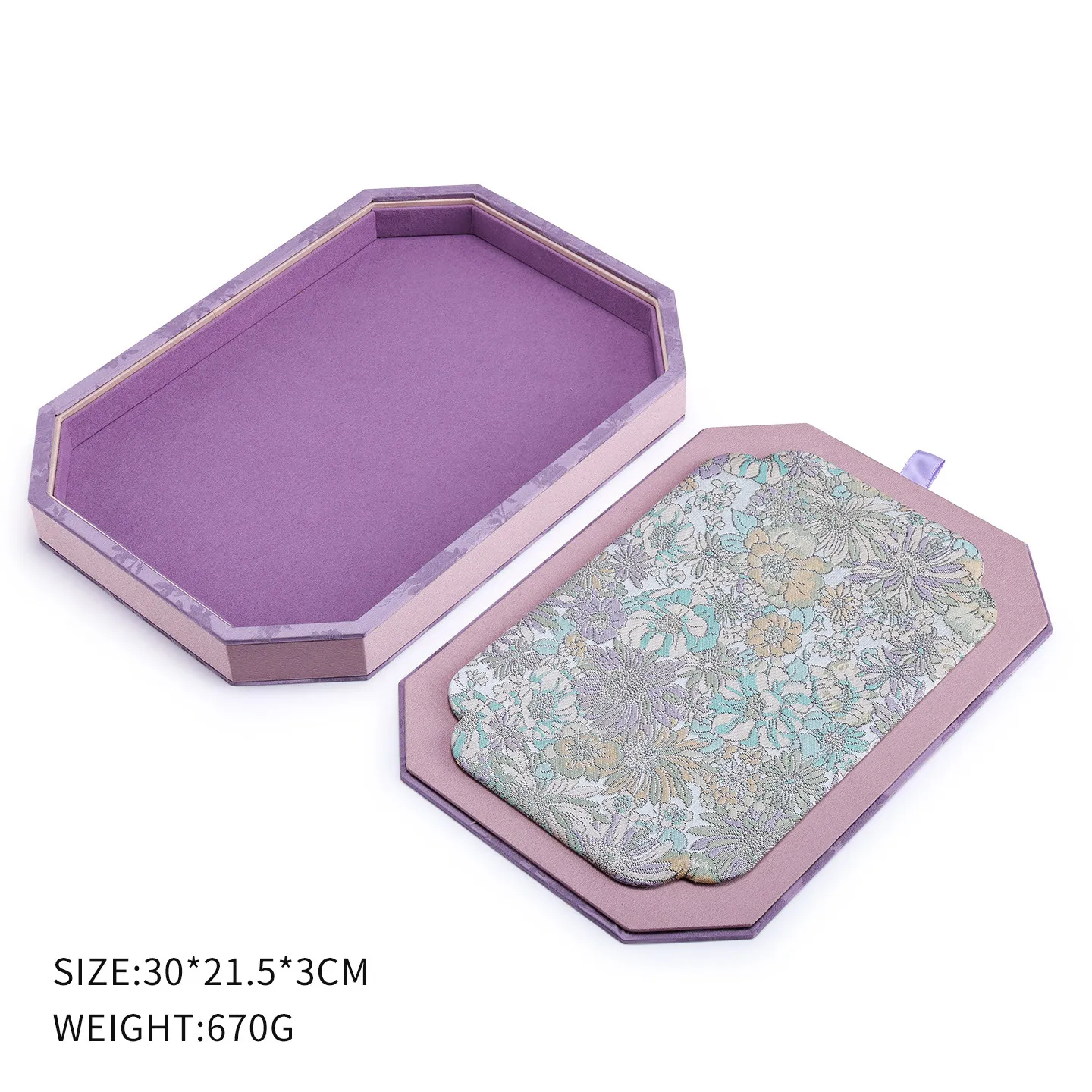Pink Palace Velvet Jewelry Box with Lid, Octagonal Storage for Bracelet Ring & Hand String, Luxury Gift Case for Women
