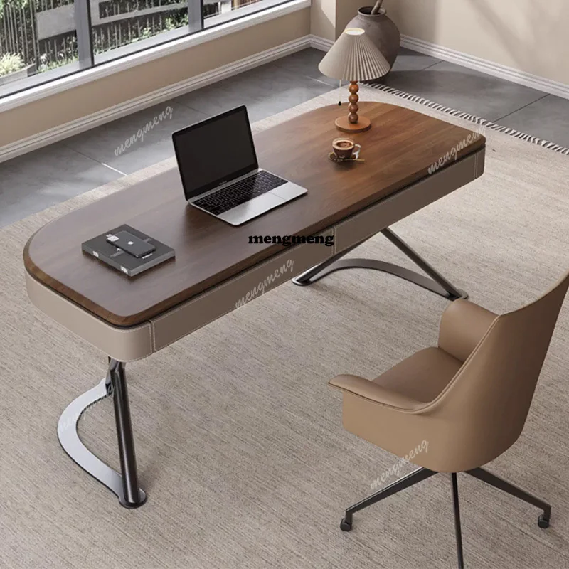 

Stylish Wood Desk with Storage Drawer, Durable Metal Legs, Modern Writing Table for Home Office or Study Room