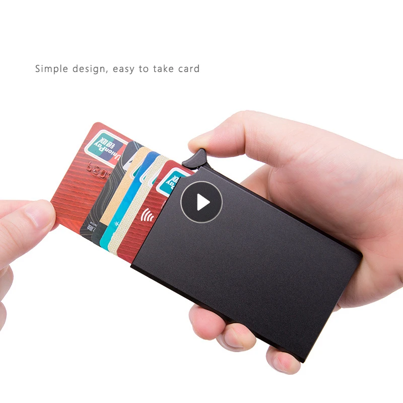 Portable Solid Color Automatic Card Antimagnetic Anti-theft Credit Card Holder Metal Aluminum Shell Credit Card Hold Supplies