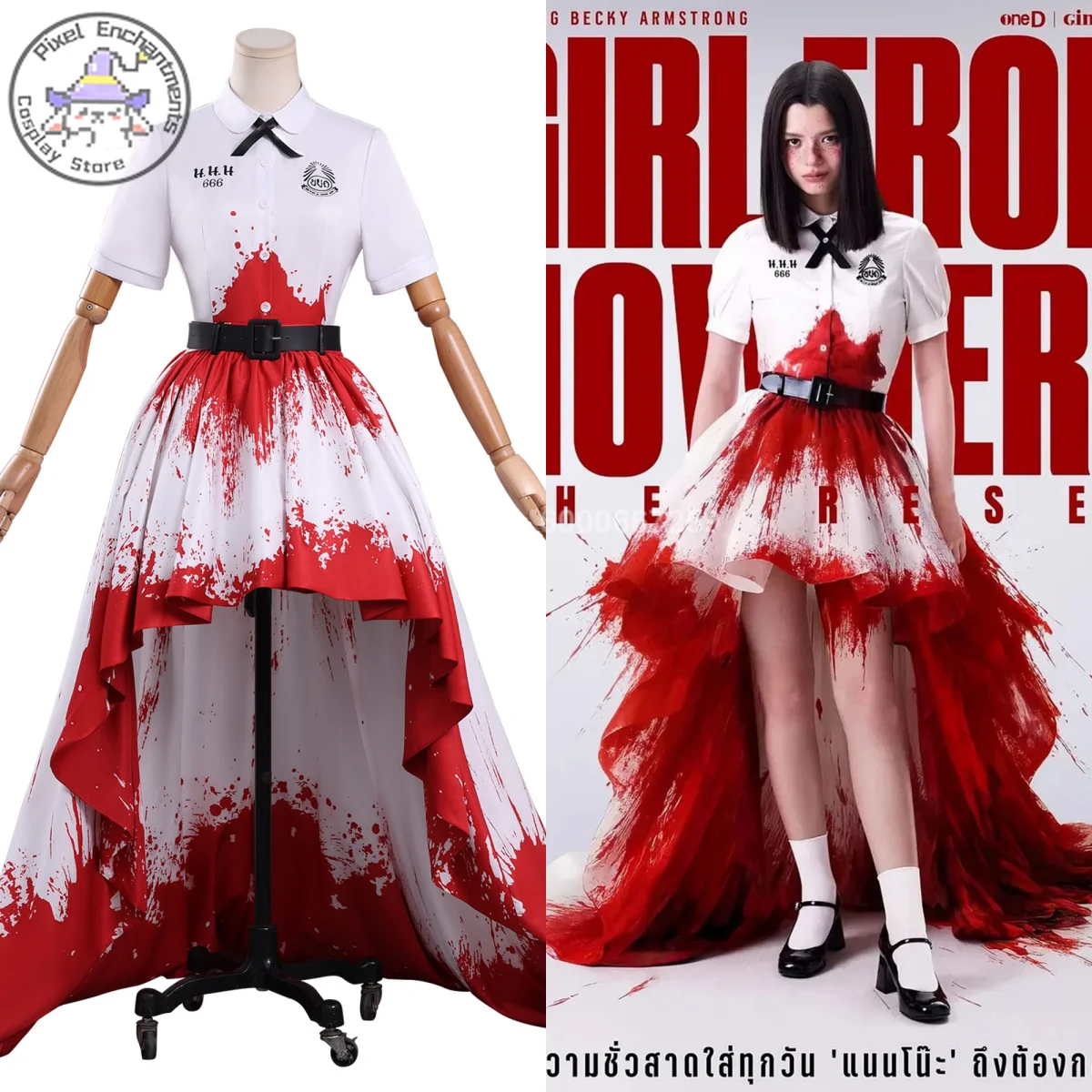 

Костюм для косплея по мотивам фильма/сериала «Девушка из ниоткуда: Перезагрузка»: Красно-белое платье-омбре для ролевых игр в стиле аниме, наряд для женщин на Comic Con