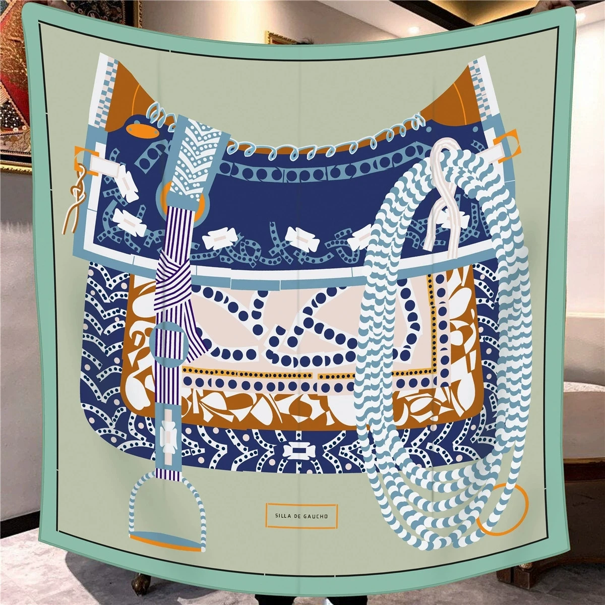 

110cm Double-sided Imitation Silk Wool Scarf Women Luxury Square Scarf Warm Shawl Printing Pashmina Hijab Bandana