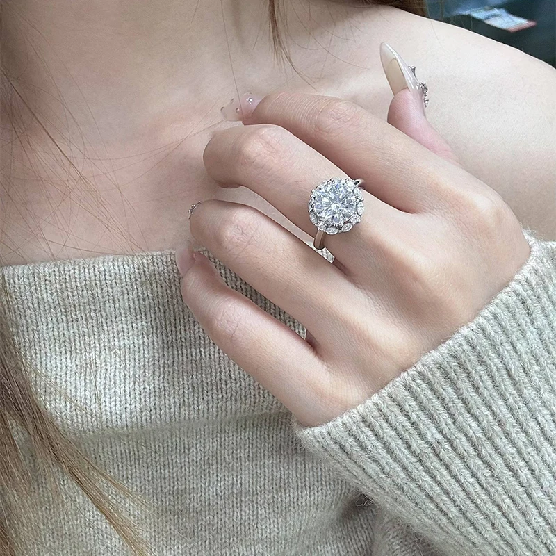 

KEEP YES 9mm 3.0ct Round Shape Moissanite Diamond Ring for Women Wedding Bands S925 Sterling Silver with Certified Fine Jewelry