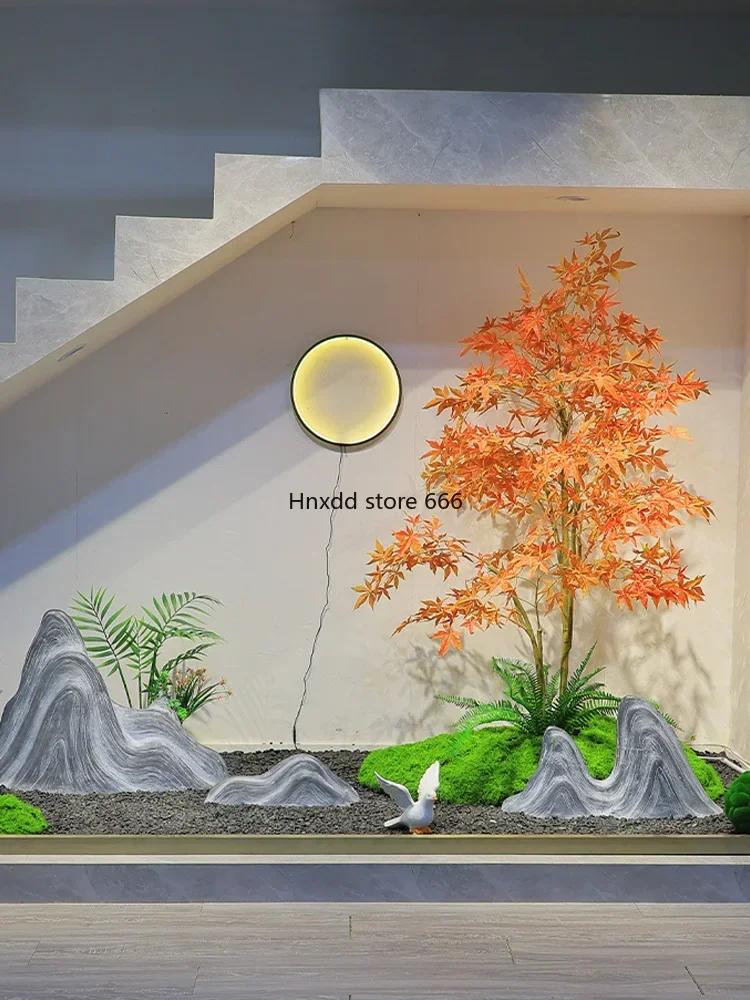 

Landscaping simulation plant under the landscape stairs Shopping mall window Mountain stone landscape ornament