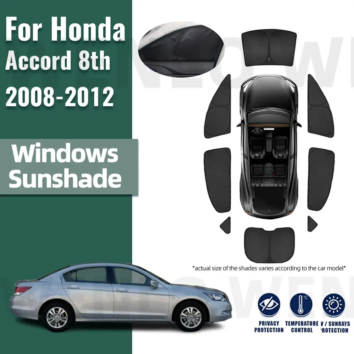 

For Honda Accord 8th 2008 2009 2010 2011 2012 Full Cover Car Sunshade Visor Front Rear Windshield Curtain Side Window Sun Shade