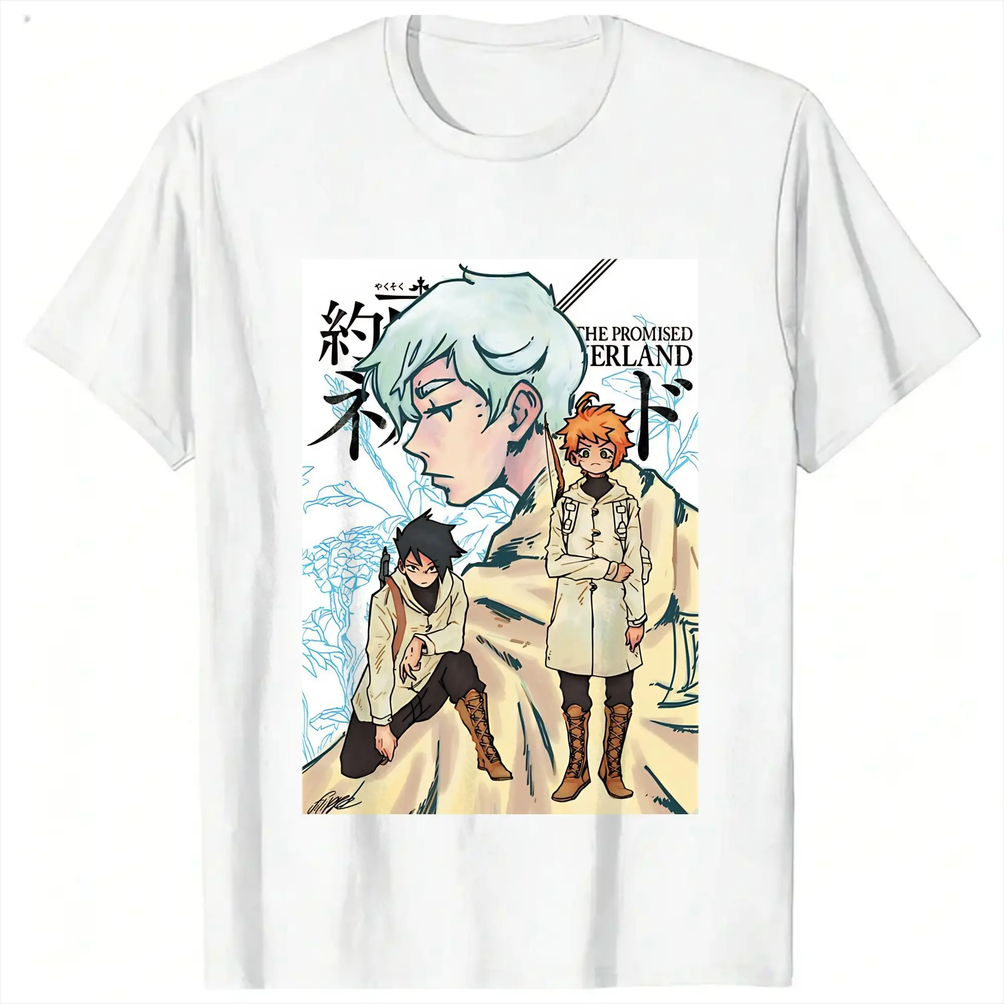The promised neverland Cotton T Shirt For Male Summer  Vintage T-Shirts O Neck Trendy Cool Tees Plus Size Wholesale Clothing
