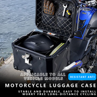 Universal Aluminum Black Motorcycle Tail Storage Box 45L 55L Motorcycle Trunk Toolbox Rear With Reflective Design Waterproof