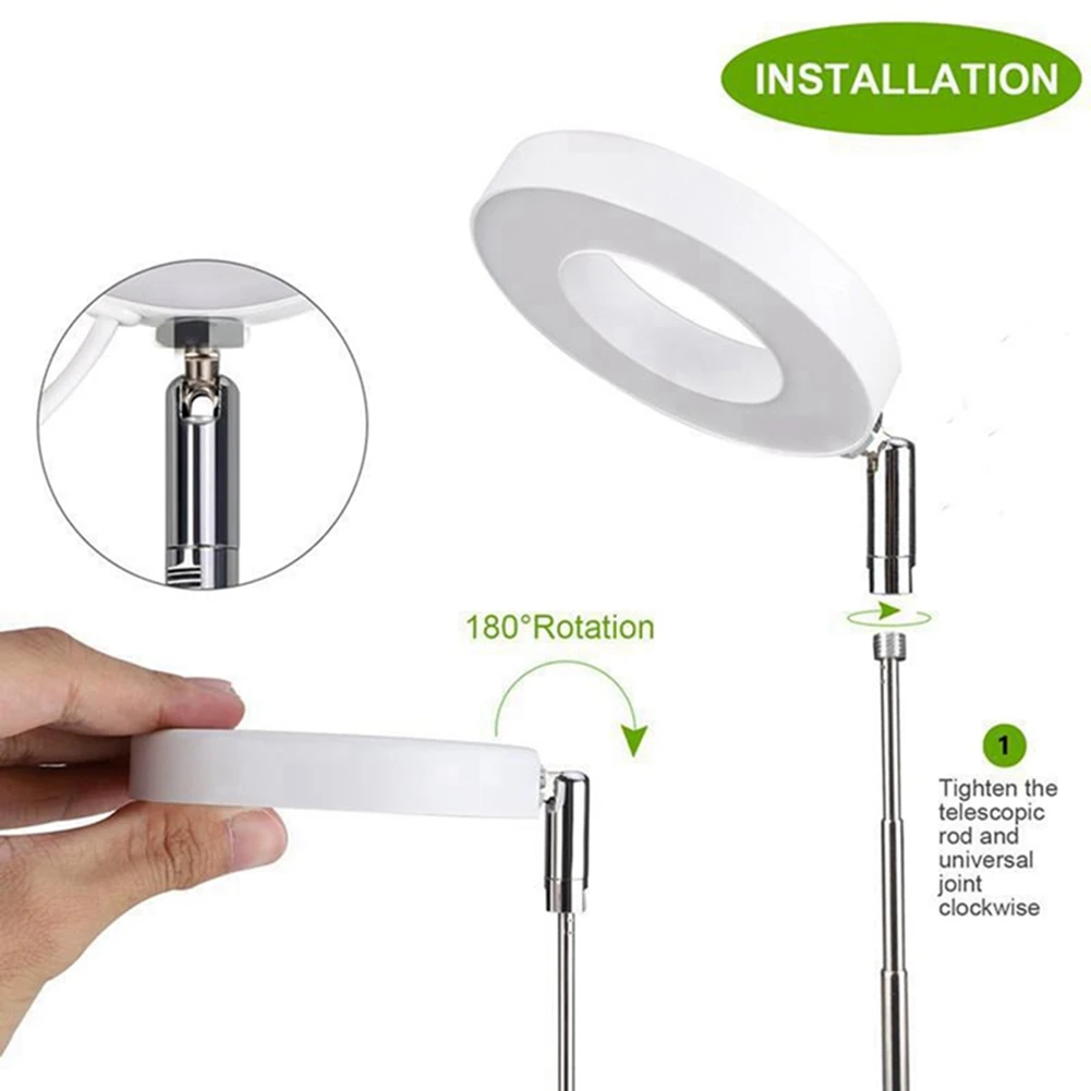 AB09-LED โคมไฟเจริญเติบโตของพืชแหวนลดแสงจับเวลาปรับความสูงพับเก็บได้เต็มสเปกตรัมเลียนแบบแสงแดดการเจริญเติบโต