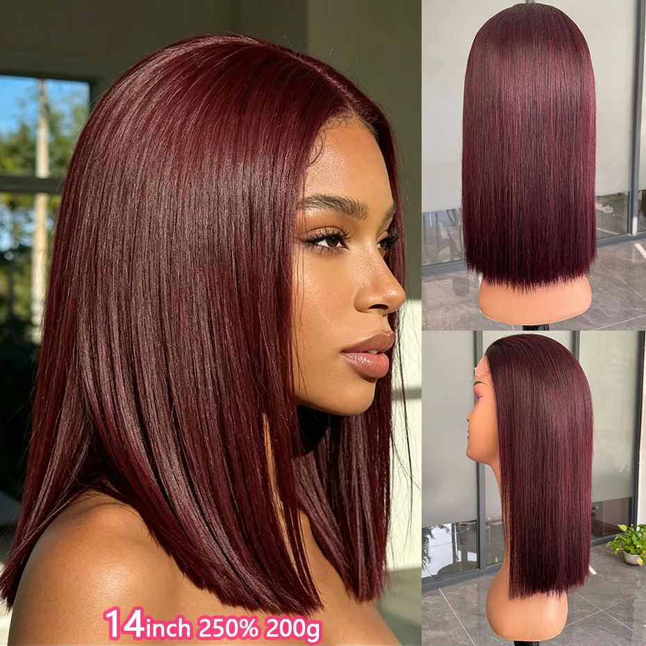 

99J 13x6 lace frontal wig 2x6 5x5 Ready to Wear Glueless Wig 13x4 Bone Straight burgundy bob wigs human hair 100% Raw Vietnamese