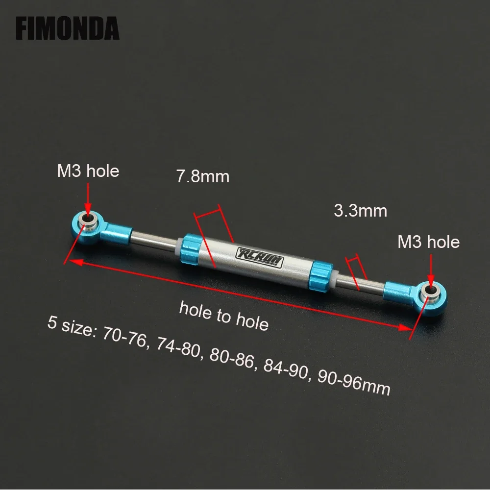 RCRUN stop regulowany układu kierowniczego pręt łączący Panhard Bar 70-96mm dla 1/10 samochód zdalnie sterowany RC osiowe SCX10 Capra TRX4 D90 GEN8