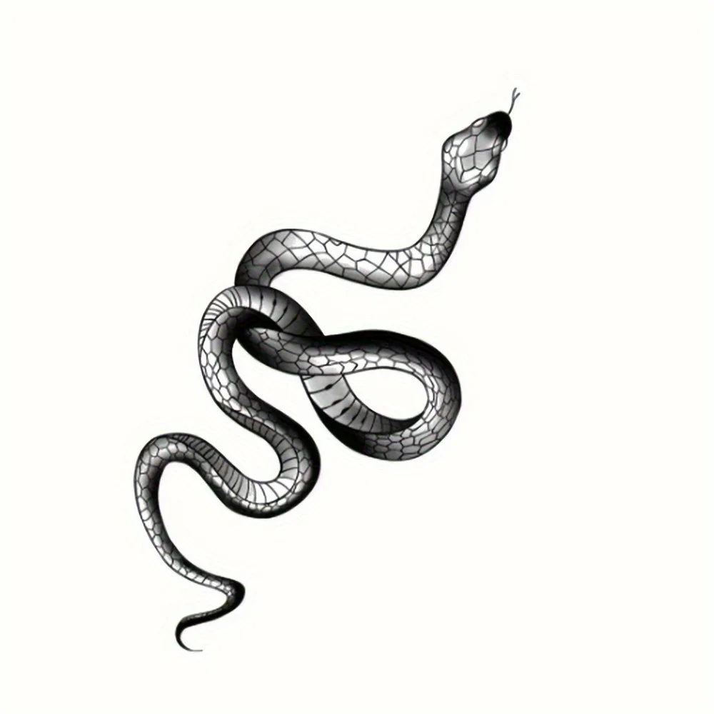 5 Stück revolutionäre semi-permanente Tattoo-Aufkleber – wasserfest, realistisches Schlangen-Design, pflanzlich gereinigte magische Tinte