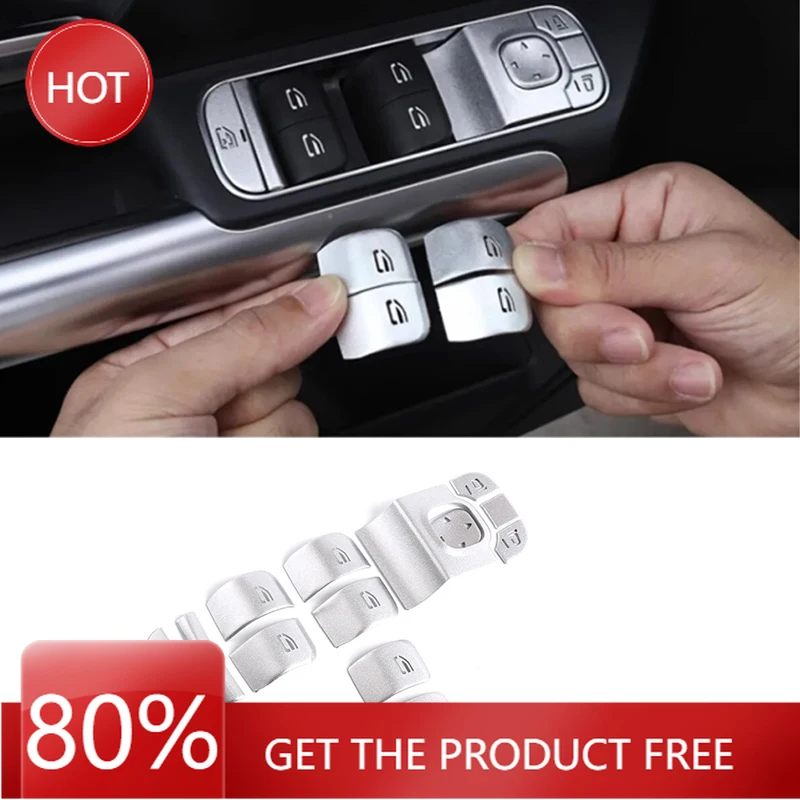 

Hot Steering Covers Aluminum Alloy Car Window Glass Lift Button Trim Sticker Fit For Mercedes Benz A B GLB CLA GLA Class W177